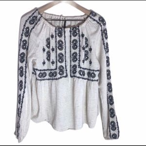 ZARA Trafaluc Embroidered Peasant Top Size L